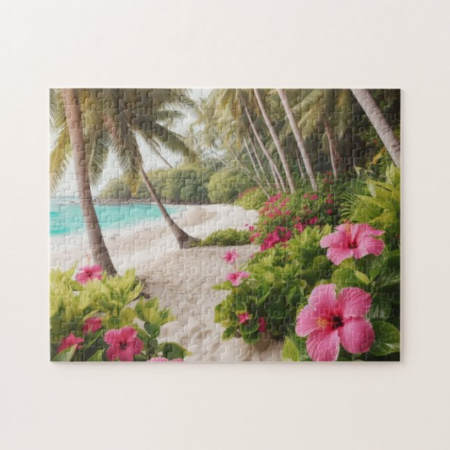 Puzzle Paradis de palmiers Tranquillité Tropicale  (Horizontal)