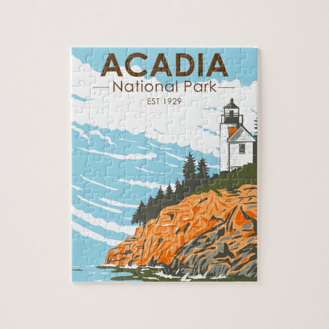 Puzzle Parc national Acadia Phare du Port Bar Maine (Vertical)