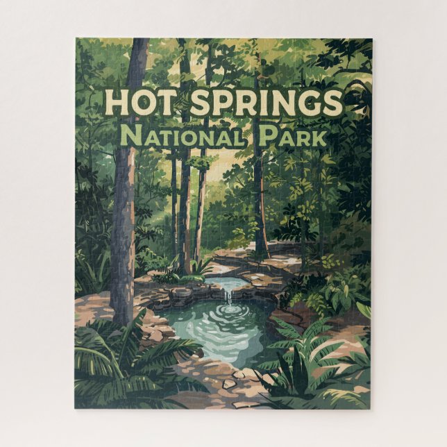 Puzzle Parc national des sources chaudes Arkansas Retro (Vertical)