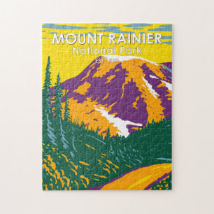 Puzzle Parc national du Mont Rainier Washington Retro