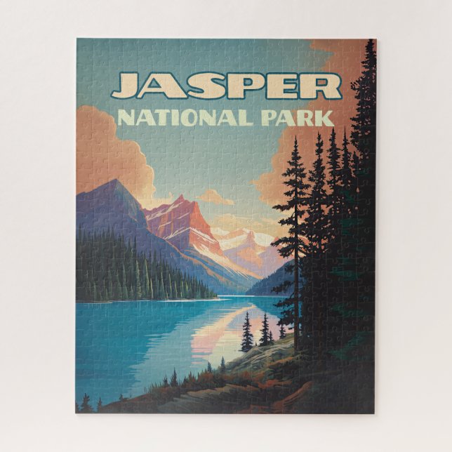 Puzzle Parc national Jasper Alberta Canada Rockies Retro (Vertical)