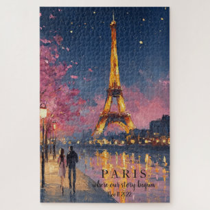 Puzzle Paris Nuit Personnalisé Citation Personnalisée