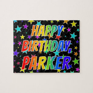 Puzzle "PARKER" Prénom, amusant "HEUREUX ANNIVERSAIRE"
