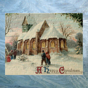 Puzzle Paroissiens de l'église de Noël à la messe de l'au