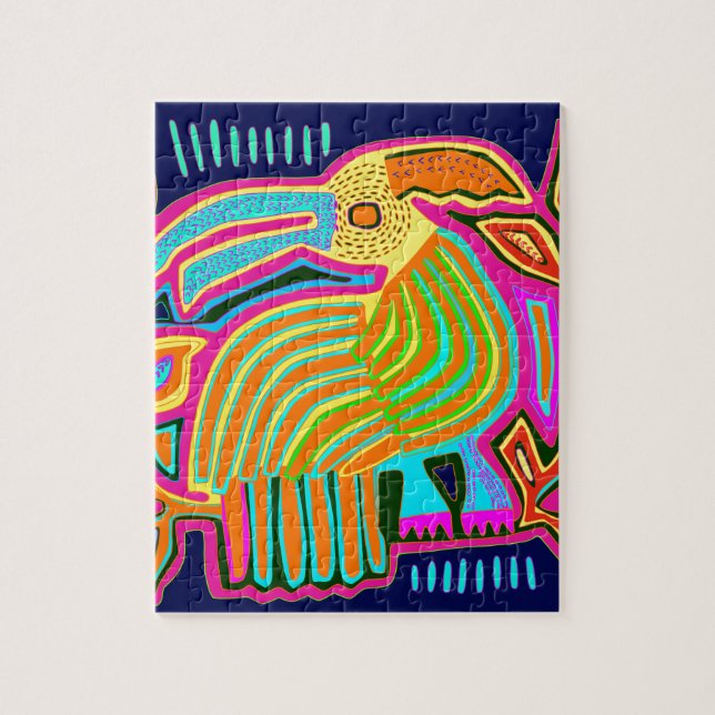 Puzzle Parrot d'art populaire tropical (Vertical)