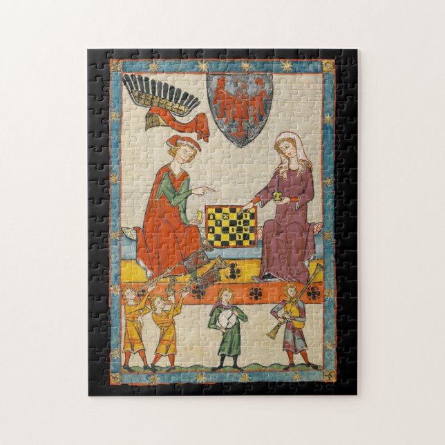 Puzzle Partie d'échecs Codex Manesse XIVe siècle (Vertical)