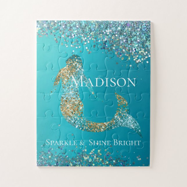 Puzzle Parties scintillant d'or Aqua étincelle Mermaid (Vertical)