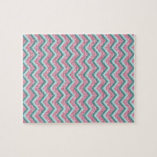 Puzzle Parties scintillant rose Motif ZigZag