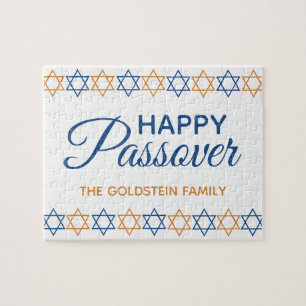 Puzzle Passover amusant et élégant bleu et or heureux