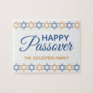 Puzzle Passover amusant et élégant bleu et or heureux