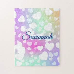 Puzzle Pastel Falling Hearts Personnalisé