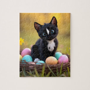 Puzzle Pastel Paws & Whiskers : Panier de Pâques de Felin