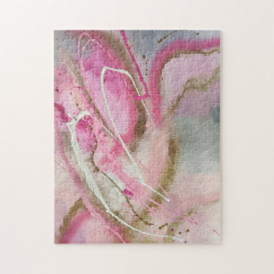 Puzzle Pastel pink Abstract Art on Canvass