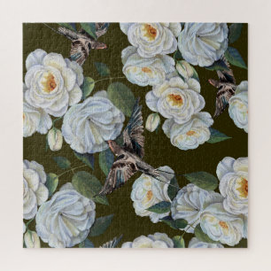 Puzzle Pastel rose, mariage sans couture fleurie.