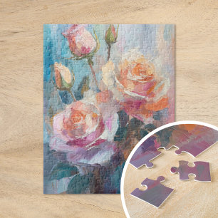 Puzzle Pastel Roses Art Floral Abstrait Moderne