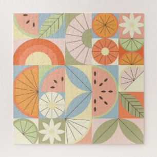 Puzzle Pastèque d'été Citrus : Patte géométrique Abstrait