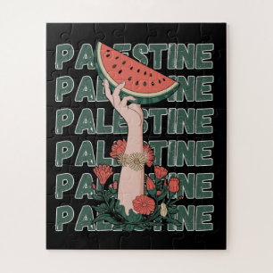 Puzzle pastèque, fleurs et palestine Texte Répéter