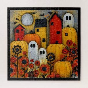 Puzzle Patch de Halloween d'art folklorique fantaisiste