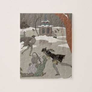 Puzzle Patinage de glace sur le lac congelé, illustration