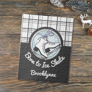 Puzzle Patinage sur glace à motif tartan avec nom personn