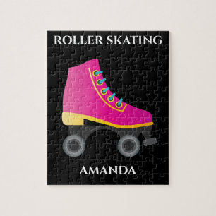 Puzzle Patineuse à roulettes avec le nom de l'enfant.