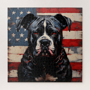 Puzzle Patriot Pitbull avec drapeau américain 4 juillet