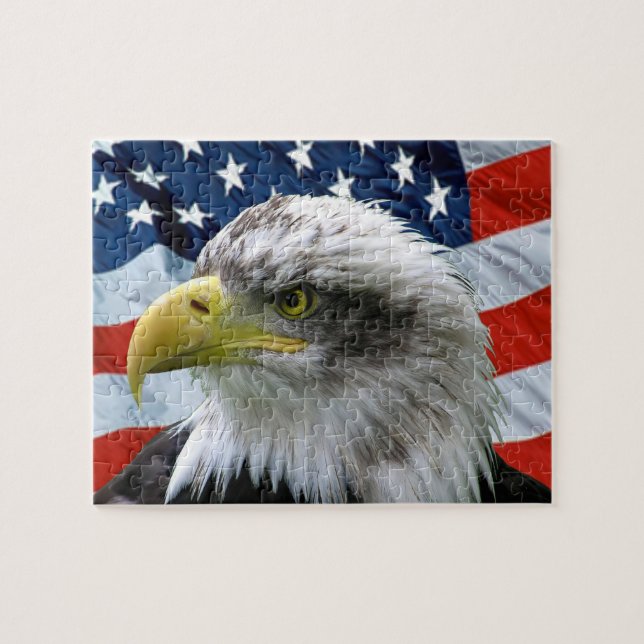 Puzzle patriotique d'Eagle chauve (Horizontal)