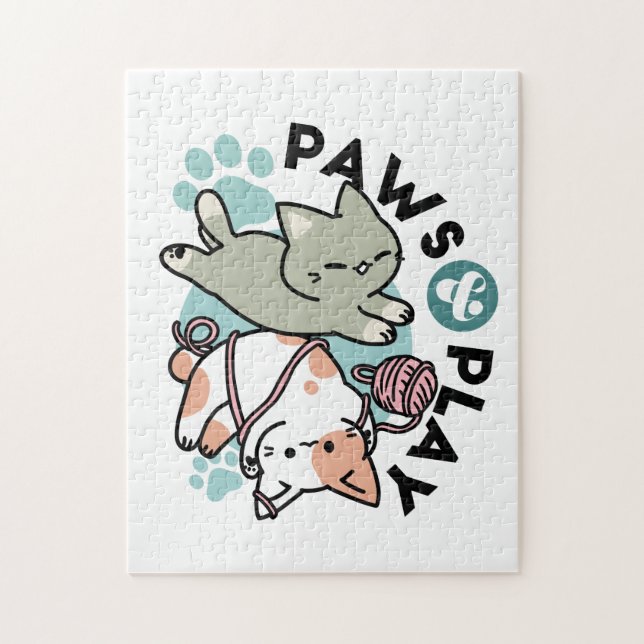 Puzzle Pattounes et Jeux – Illustration de Chat Adorable (Vertical)