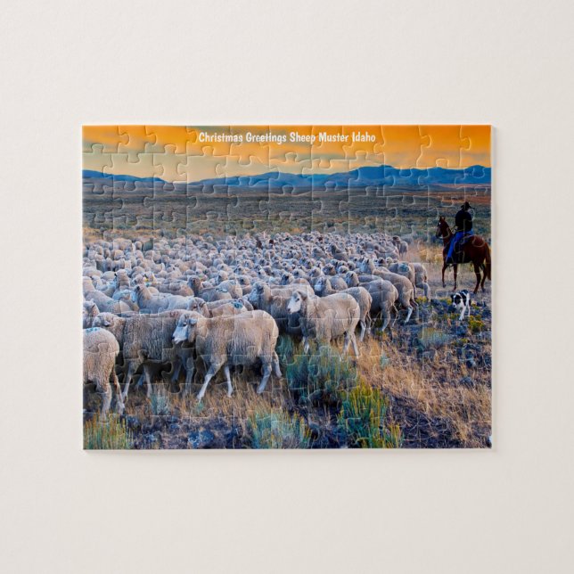 Puzzle Pâturage des moutons Idaho.. Salutations de Noël J (Horizontal)