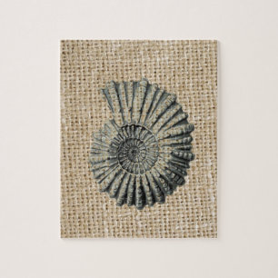 Puzzle pays français burlap plage côtière chic coquillage
