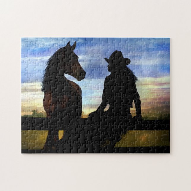 Puzzle Pays Western Cowgirl et Cheval (Horizontal)