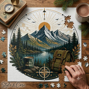 Puzzle Paysage artistique d'aventure sauvage alpine vinta
