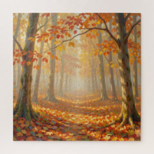 Puzzle Paysage artistique de chemin forestier automnal