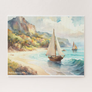 Puzzle Paysage avec mer et voiliers