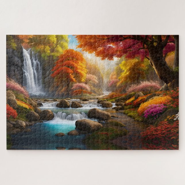 Puzzle Paysage d'automne Cascades dans le parc (Horizontal)