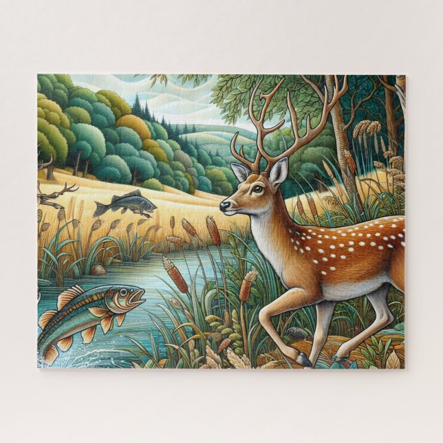 Puzzle Paysage de cerf à queue blanche (Horizontal)