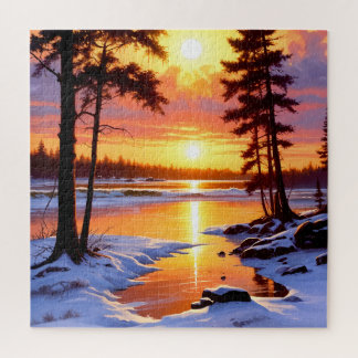Puzzle paysage de coucher de soleil