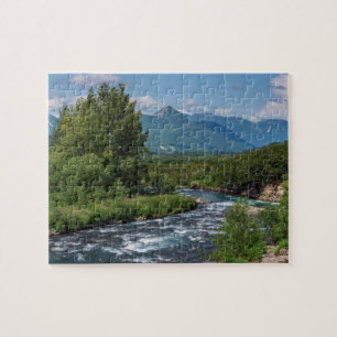 Puzzle Paysage de la rivière de montagne accidentée d'été