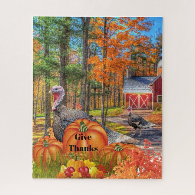 Puzzle Paysage de Thanksgiving avec Turquie sauvage / Vac (Vertical)
