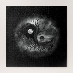 Puzzle Paysage de Yin Yang Tree noir et blanc