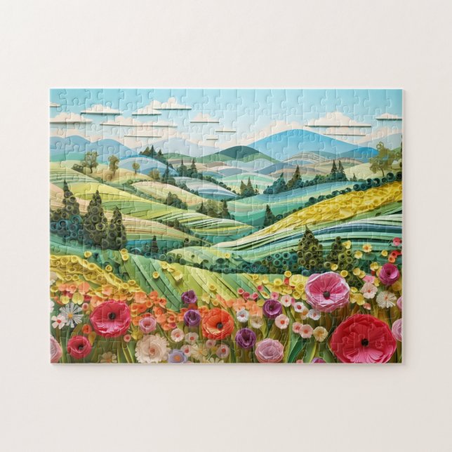 Puzzle Paysage d'été en courtepointe de papier (Horizontal)
