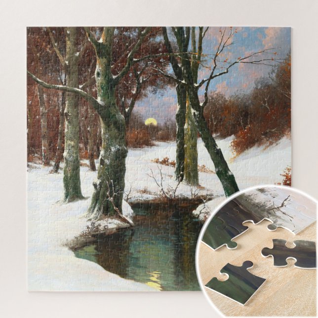 Puzzle Paysage D'Hiver Avec Lune Levante (Créateur téléchargé)