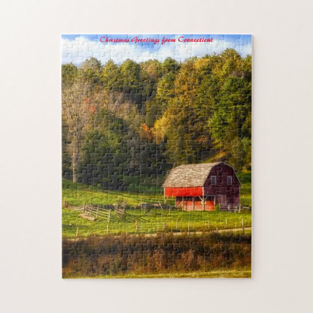 Puzzle Paysage du Connecticut. voeux de Noël (Vertical)