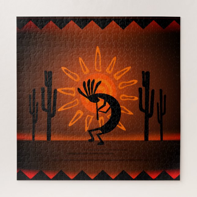 Puzzle Paysage du coucher de soleil Kokopelli 20" x 20" (Vertical)