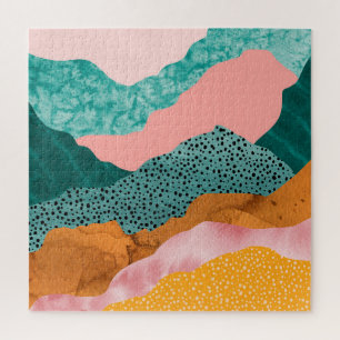 Puzzle Paysage en papier, déchiré, bords déchirés, verts,