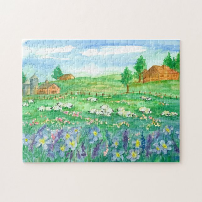 Puzzle Paysage Fleur sauvage Sheep Barn (Horizontal)
