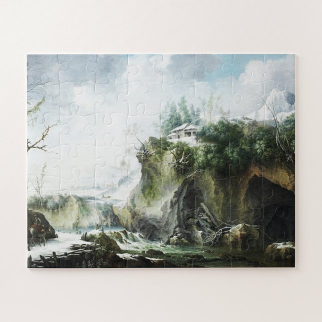 Puzzle Paysage fluvial en hiver, Francesco Foschi (Horizontal)