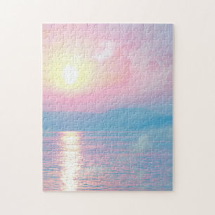 Puzzle Paysage magique au coucher du soleil rose