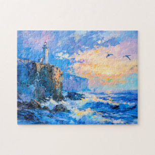 Puzzle Paysage marin impressionniste d'un phare sur une c