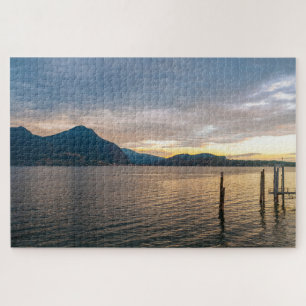 Puzzle Paysage pittoresque du lac Majeur au coucher du so